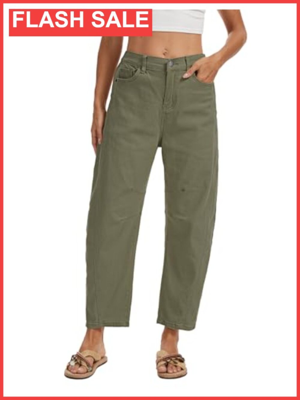 Mid Rise Pull On Wide Leg Cropped Stretchy Boyfriend Denim Pants